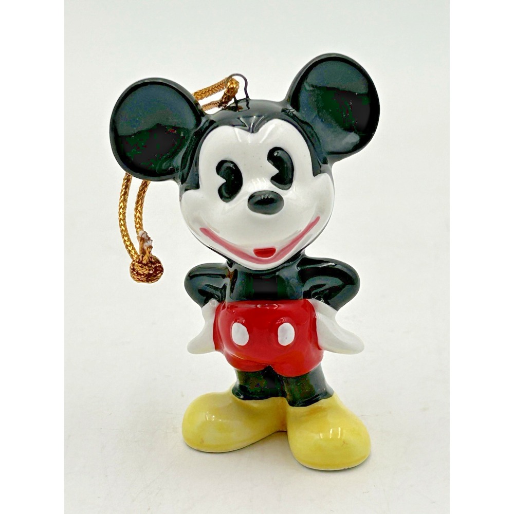 VTG Disney Mickey Mouse Ceramic Christmas Ornament Figurine Japan Pie-Eyed 3"